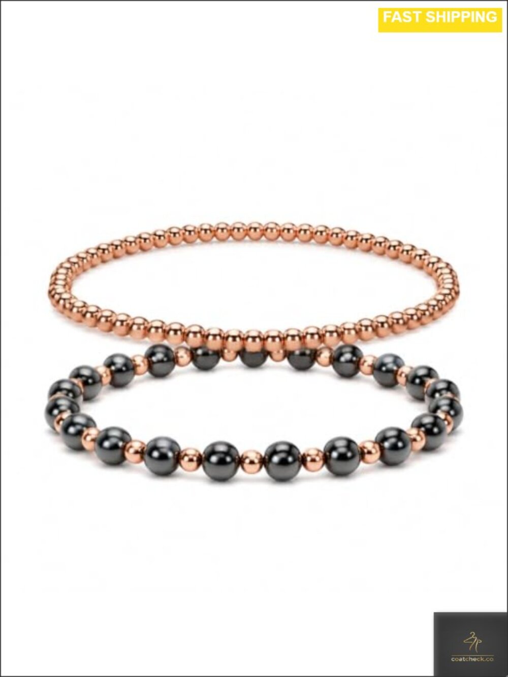Pure Copper & Hematite Beaded Bracelet Set 4mm Stackable Layered
